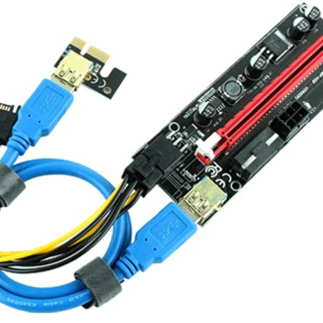 Ver. 009S PCIE Riser 1x to 16x, musta